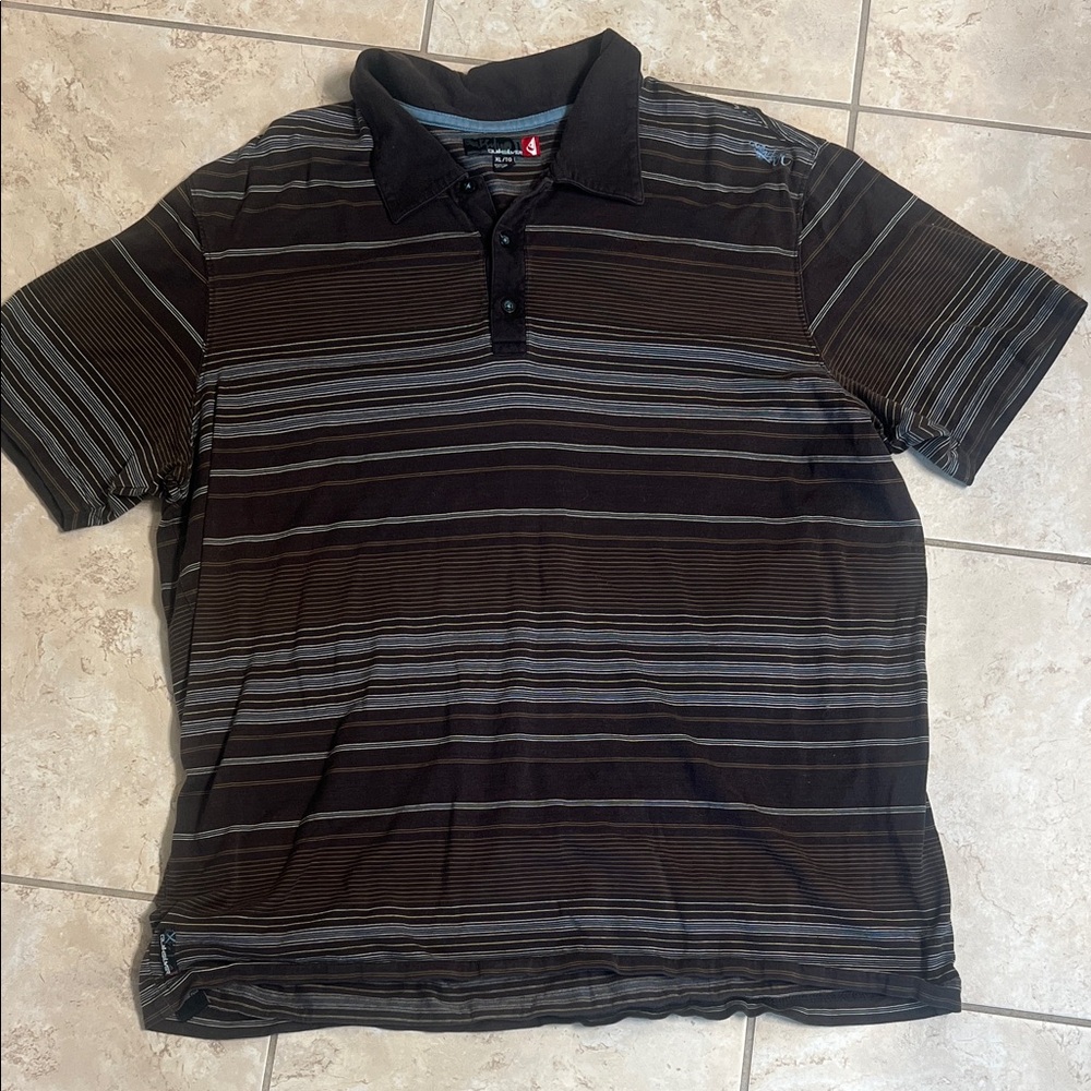 Quiksilver Dark Brown Striped Polo Shirt